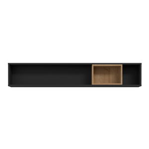 High Rock Wall Shelf in Matt Black/Riviera Oak Furniture To Go 801cerb01-m197 5904767825539 High Rock, a captivating and contemporary collection which has a perfect blend of the Riviera Oak decor with deep black accents, this collection immediately captivates attention with its originality. The sleek black metal handles add a touch of elegance, while the tables boast robust metal legs in a frame-like design, contributing to a distinct loft character within the space. Beyond its striking aesthetics, High Roc