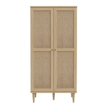 Load image into Gallery viewer, Calasetta Display Cabinet in Rattan Furniture To Go 801cqss622-d95d 5904767839093 Introducing the captivating Calasetta collection, a stunning ensemble of furniture pieces that exude an irresistible rattan effect. Designed to elevate both your living and dining rooms, this collection presents a harmonious fusion of style and functionality. Dimensions: 1666mm x 801mm x 414mm (Height x Width x Depth) 
 Contemporary twist on retro design 
 Realistic rattan effect front 
 Quality Elegancia light oak effect 
 2 