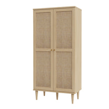 Load image into Gallery viewer, Calasetta Display Cabinet in Rattan Furniture To Go 801cqss622-d95d 5904767839093 Introducing the captivating Calasetta collection, a stunning ensemble of furniture pieces that exude an irresistible rattan effect. Designed to elevate both your living and dining rooms, this collection presents a harmonious fusion of style and functionality. Dimensions: 1666mm x 801mm x 414mm (Height x Width x Depth) 
 Contemporary twist on retro design 
 Realistic rattan effect front 
 Quality Elegancia light oak effect 
 2 