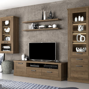 Corona 140cm Wall Shelf in Tabak Oak Furniture To Go 801cr2b01-d64 5904767852788 Discover the captivating allure of the Corona collection, where practicality meets sophistication, the collection offers open recesses, drawers, doors, and shelves. Provide secure and stylish storage solutions with this high-quality selection of furniture. Dimensions: 38mm x 1400mm x 250mm (Height x Width x Depth) 
 Traditional design 
 Dark warm tabak oak effect 
 Simple design 
 Concealed wall fixing 
 Matching items availabl