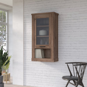 Corona Wall Display cabinet in Tabak Oak Furniture To Go 801cr2h111-d64 5904767852740 Discover the captivating allure of the Corona collection, where practicality meets sophistication, the collection offers open recesses, drawers, doors, and shelves. Provide secure and stylish storage solutions with this high-quality selection of furniture. Dimensions: 1365mm x 714mm x 341mm (Height x Width x Depth) 
 Traditional design 
 Dark warm tabak oak effect 
 1 glass door 
 2 adjustable shelves 
 Open storage 
 Opti