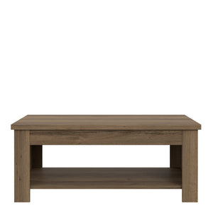 Corona Rising Coffee Table in Tabak Oak Furniture To Go 801durt511-d64 5904767852801 Discover the captivating allure of the Corona collection, where practicality meets sophistication, the collection offers open recesses, drawers, doors, and shelves. Provide secure and stylish storage solutions with this high-quality selection of furniture. Dimensions: 457mm x 1100mm x 650mm (Height x Width x Depth) 
 Traditional design 
 Dark warm tabak oak effect 
 Functional - raises to maximum height 91cm 
 Smooth functi