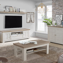 Load image into Gallery viewer, Illopa Illoppa Coffee Table in Oak Nelson/Snowy Oak Furniture To Go 801eplt501-j99 5904767833954 Enhance the ambiance of your home with the exquisite Illopa collection, a seamless fit for any living space. Its most outstanding feature lies in the array of shapes it offers, granting you the freedom to artistically arrange every room in your house, from the inviting hall to the cozy living room. The captivating combination of beautiful white and oak imbues your home with a sense of tranquility, fostering an a