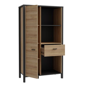 High Rock Wide Shelf Unit in Matt Black/Riviera Oak Furniture To Go 801hrkr521l-m197 5904767840686 High Rock, a captivating and contemporary collection which has a perfect blend of the Riviera Oak decor with deep black accents, this collection immediately captivates attention with its originality. The sleek black metal handles add a touch of elegance, while the tables boast robust metal legs in a frame-like design, contributing to a distinct loft character within the space. Beyond its striking aesthetics, H