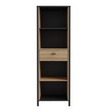 Load image into Gallery viewer, High Rock Shelf Unit in Matt Black/Riviera Oak Furniture To Go 801hrkr711-m197 5904767840679 High Rock, a captivating and contemporary collection which has a perfect blend of the Riviera Oak decor with deep black accents, this collection immediately captivates attention with its originality. The sleek black metal handles add a touch of elegance, while the tables boast robust metal legs in a frame-like design, contributing to a distinct loft character within the space. Beyond its striking aesthetics, High Ro