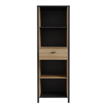 Load image into Gallery viewer, High Rock Shelf Unit in Matt Black/Riviera Oak Furniture To Go 801hrkr711-m197 5904767840679 High Rock, a captivating and contemporary collection which has a perfect blend of the Riviera Oak decor with deep black accents, this collection immediately captivates attention with its originality. The sleek black metal handles add a touch of elegance, while the tables boast robust metal legs in a frame-like design, contributing to a distinct loft character within the space. Beyond its striking aesthetics, High Ro