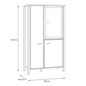 High Rock Small Display Cabinet in Matt Black/Riviera Oak Furniture To Go 801hrkv521-m197 5904767827199 High Rock, a captivating and contemporary collection which has a perfect blend of the Riviera Oak decor with deep black accents, this collection immediately captivates attention with its originality. The sleek black metal handles add a touch of elegance, while the tables boast robust metal legs in a frame-like design, contributing to a distinct loft character within the space. Beyond its striking aestheti