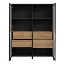 Load image into Gallery viewer, High Rock Extra Wide Display Cabinet in Matt Black/Riviera Oak Furniture To Go 801hrkv522-m197 5904767825508 High Rock, a captivating and contemporary collection which has a perfect blend of the Riviera Oak decor with deep black accents, this collection immediately captivates attention with its originality. The sleek black metal handles add a touch of elegance, while the tables boast robust metal legs in a frame-like design, contributing to a distinct loft character within the space. Beyond its striking aes