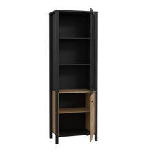 Load image into Gallery viewer, High Rock Wide Display Cabinet in Matt Black/Riviera Oak Furniture To Go 801hrkv711-m197 5904767825515 High Rock, a captivating and contemporary collection which has a perfect blend of the Riviera Oak decor with deep black accents, this collection immediately captivates attention with its originality. The sleek black metal handles add a touch of elegance, while the tables boast robust metal legs in a frame-like design, contributing to a distinct loft character within the space. Beyond its striking aesthetic