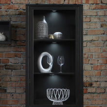 Load image into Gallery viewer, High Rock Wide Display Cabinet in Matt Black/Riviera Oak Furniture To Go 801hrkv711-m197 5904767825515 High Rock, a captivating and contemporary collection which has a perfect blend of the Riviera Oak decor with deep black accents, this collection immediately captivates attention with its originality. The sleek black metal handles add a touch of elegance, while the tables boast robust metal legs in a frame-like design, contributing to a distinct loft character within the space. Beyond its striking aesthetic