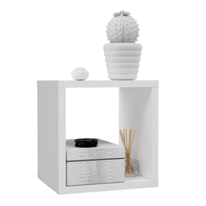 Mauro Singular Storage Unit in Matt White Furniture To Go 801mxxr011-120 5904767893767 Mauro units – the epitome of stylish, simple cube storage shelving with endless possibilities. These units will effortlessly transform your living area into a haven of organisation and sophistication. With a range of sizes and colours to choose from, customising your Mauro storage unit to suit your unique style is a breeze. Dimensions: 397mm x 395mm x 329mm (Height x Width x Depth) 
 Modern cube style storage unit 
 Singl