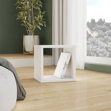 Load image into Gallery viewer, Mauro Singular Storage Unit in White High Gloss/White Furniture To Go 801mxxr011-v92 5904767832056 Mauro units – the epitome of stylish, simple cube storage shelving with endless possibilities. These units will effortlessly transform your living area into a haven of organisation and sophistication. With a range of sizes and colours to choose from, customising your Mauro storage unit to suit your unique style is a breeze. Dimensions: 397mm x 395mm x 329mm (Height x Width x Depth) 
 Modern cube style storage 