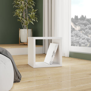 Mauro Singular Storage Unit in White High Gloss/White Furniture To Go 801mxxr011-v92 5904767832056 Mauro units – the epitome of stylish, simple cube storage shelving with endless possibilities. These units will effortlessly transform your living area into a haven of organisation and sophistication. With a range of sizes and colours to choose from, customising your Mauro storage unit to suit your unique style is a breeze. Dimensions: 397mm x 395mm x 329mm (Height x Width x Depth) 
 Modern cube style storage 