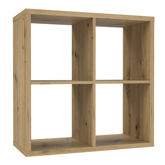 Mauro 2x2 Storage Unit in Artisan Oak Furniture To Go 801mxxr221-d78 5904767894818 Mauro units – the epitome of stylish, simple cube storage shelving with endless possibilities. These units will effortlessly transform your living area into a haven of organisation and sophistication. With a range of sizes and colours to choose from, customising your Mauro storage unit to suit your unique style is a breeze. Dimensions: 728mm x 727mm x 329mm (Height x Width x Depth) 
 Modern cube style storage unit 
 4 open st