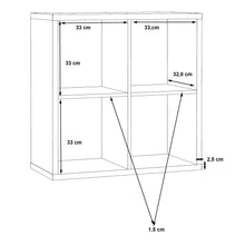 Load image into Gallery viewer, Mauro 2x2 Storage Unit in Artisan Oak Furniture To Go 801mxxr221-d78 5904767894818 Mauro units – the epitome of stylish, simple cube storage shelving with endless possibilities. These units will effortlessly transform your living area into a haven of organisation and sophistication. With a range of sizes and colours to choose from, customising your Mauro storage unit to suit your unique style is a breeze. Dimensions: 728mm x 727mm x 329mm (Height x Width x Depth) 
 Modern cube style storage unit 
 4 open st