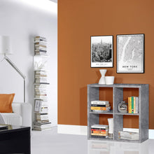 Load image into Gallery viewer, Mauro 2x2 Storage Unit in Concrete Grey Furniture To Go 801mxxr221-u39 5904767513047 Mauro units – the epitome of stylish, simple cube storage shelving with endless possibilities. These units will effortlessly transform your living area into a haven of organisation and sophistication. With a range of sizes and colours to choose from, customising your Mauro storage unit to suit your unique style is a breeze. Dimensions: 728mm x 727mm x 329mm (Height x Width x Depth) 
 Modern cube style storage unit 
 4 open 