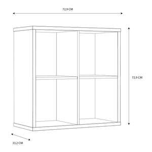 Mauro 2x2 Storage Unit in White High Gloss/White Furniture To Go 801mxxr221-v92 5904767832070 Mauro units – the epitome of stylish, simple cube storage shelving with endless possibilities. These units will effortlessly transform your living area into a haven of organisation and sophistication. With a range of sizes and colours to choose from, customising your Mauro storage unit to suit your unique style is a breeze. Dimensions: 728mm x 727mm x 329mm (Height x Width x Depth) 
 Modern cube style storage unit 