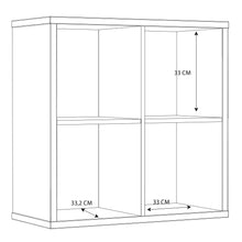 Load image into Gallery viewer, Mauro 2x2 Storage Unit in White High Gloss/White Furniture To Go 801mxxr221-v92 5904767832070 Mauro units – the epitome of stylish, simple cube storage shelving with endless possibilities. These units will effortlessly transform your living area into a haven of organisation and sophistication. With a range of sizes and colours to choose from, customising your Mauro storage unit to suit your unique style is a breeze. Dimensions: 728mm x 727mm x 329mm (Height x Width x Depth) 
 Modern cube style storage unit 