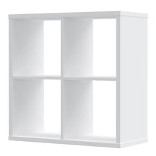 Load image into Gallery viewer, Mauro 2x2 Storage Unit in White High Gloss/White Furniture To Go 801mxxr221-v92 5904767832070 Mauro units – the epitome of stylish, simple cube storage shelving with endless possibilities. These units will effortlessly transform your living area into a haven of organisation and sophistication. With a range of sizes and colours to choose from, customising your Mauro storage unit to suit your unique style is a breeze. Dimensions: 728mm x 727mm x 329mm (Height x Width x Depth) 
 Modern cube style storage unit 