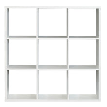 Load image into Gallery viewer, Mauro 3x3 Storage Unit in Matt White Furniture To Go 801mxxr331-120 5904767189990 Mauro units – the epitome of stylish, simple cube storage shelving with endless possibilities. These units will effortlessly transform your living area into a haven of organisation and sophistication. With a range of sizes and colours to choose from, customising your Mauro storage unit to suit your unique style is a breeze. Dimensions: 1073mm x 1072mm x 329mm (Height x Width x Depth) 
 Modern cube style storage unit 
 9 open s