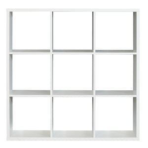 Mauro 3x3 Storage Unit in Matt White Furniture To Go 801mxxr331-120 5904767189990 Mauro units – the epitome of stylish, simple cube storage shelving with endless possibilities. These units will effortlessly transform your living area into a haven of organisation and sophistication. With a range of sizes and colours to choose from, customising your Mauro storage unit to suit your unique style is a breeze. Dimensions: 1073mm x 1072mm x 329mm (Height x Width x Depth) 
 Modern cube style storage unit 
 9 open s