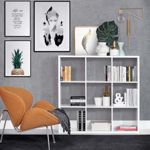 Load image into Gallery viewer, Mauro 3x3 Storage Unit in Matt White Furniture To Go 801mxxr331-120 5904767189990 Mauro units – the epitome of stylish, simple cube storage shelving with endless possibilities. These units will effortlessly transform your living area into a haven of organisation and sophistication. With a range of sizes and colours to choose from, customising your Mauro storage unit to suit your unique style is a breeze. Dimensions: 1073mm x 1072mm x 329mm (Height x Width x Depth) 
 Modern cube style storage unit 
 9 open s