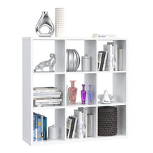 Load image into Gallery viewer, Mauro 3x3 Storage Unit in Matt White Furniture To Go 801mxxr331-120 5904767189990 Mauro units – the epitome of stylish, simple cube storage shelving with endless possibilities. These units will effortlessly transform your living area into a haven of organisation and sophistication. With a range of sizes and colours to choose from, customising your Mauro storage unit to suit your unique style is a breeze. Dimensions: 1073mm x 1072mm x 329mm (Height x Width x Depth) 
 Modern cube style storage unit 
 9 open s