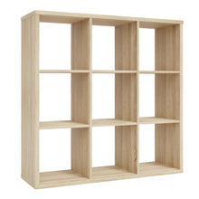 Load image into Gallery viewer, Mauro 3x3 Storage Unit in Sonoma Oak Furniture To Go 801mxxr331-d30f 5904767513085 Mauro units – the epitome of stylish, simple cube storage shelving with endless possibilities. These units will effortlessly transform your living area into a haven of organisation and sophistication. With a range of sizes and colours to choose from, customising your Mauro storage unit to suit your unique style is a breeze. Dimensions: 1073mm x 1072mm x 329mm (Height x Width x Depth) 
 Modern cube style storage unit 
 9 open 