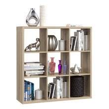 Load image into Gallery viewer, Mauro 3x3 Storage Unit in Sonoma Oak Furniture To Go 801mxxr331-d30f 5904767513085 Mauro units – the epitome of stylish, simple cube storage shelving with endless possibilities. These units will effortlessly transform your living area into a haven of organisation and sophistication. With a range of sizes and colours to choose from, customising your Mauro storage unit to suit your unique style is a breeze. Dimensions: 1073mm x 1072mm x 329mm (Height x Width x Depth) 
 Modern cube style storage unit 
 9 open 