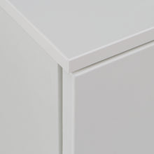 Load image into Gallery viewer, Sienna Bedside in White/White High Gloss Furniture To Go 801snnk011-v29 5904767867515 The Sienna collection, a mesmerising fusion of white high gloss living and bedroom furniture that embodies the essence of modern sophistication. With its contemporary allure, the Sienna collection effortlessly complements any room decor, making it a versatile and stylish choice for your home. Dimensions: 497mm x 504mm x 344mm (Height x Width x Depth) 
 Modern, sleek design 
 White gloss finish 
 2 drawers 
 Cut-out handles