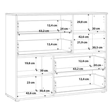 Load image into Gallery viewer, Sienna Abstract Chest of in White/White High Gloss Furniture To Go 801snnk325-v29 5904767147822 The Sienna collection, a mesmerising fusion of white high gloss living and bedroom furniture that embodies the essence of modern sophistication. With its contemporary allure, the Sienna collection effortlessly complements any room decor, making it a versatile and stylish choice for your home. Dimensions: 945mm x 1151mm x 344mm (Height x Width x Depth) 
 Modern, sleek design 
 White gloss finish 
 2 doors 
 4 draw