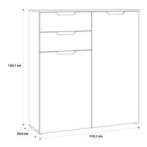 Sienna Chest of Drawers in White/White High Gloss Furniture To Go 801snnk421-v29 5904767147846 The Sienna collection, a mesmerising fusion of white high gloss living and bedroom furniture that embodies the essence of modern sophistication. With its contemporary allure, the Sienna collection effortlessly complements any room decor, making it a versatile and stylish choice for your home. Dimensions: 1201mm x 1101mm x 344mm (Height x Width x Depth) 
 Modern, sleek design 
 White gloss finish 
 2 doors 
 2 draw