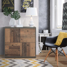 Load image into Gallery viewer, Best Chest Storage Cabinet with 4 Doors in Concrete Optic Dark Grey/Old - Wood Vintage Furniture To Go 801sqnk221-c764 5904767891145 Best Chest Collection, a stunning range of furniture designed to elevate the functionality and style of your living/dining room, hallway, and bedroom. Our collection boasts an array of functional chests and storage solutions, carefully crafted to meet all your organizational needs.With three exquisite colourways to choose from, you can effortlessly find the perfect match for y