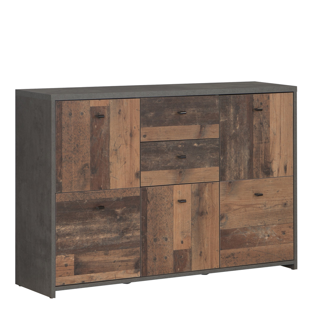Best Chest Storage Cabinet with 2 Drawers and 5 Doors in Concrete Optic Dark Grey/Old - Wood Vintage Furniture To Go 801sqnk233-c764 5904767891169 Best Chest Collection, a stunning range of furniture designed to elevate the functionality and style of your living/dining room, hallway, and bedroom. Our collection boasts an array of functional chests and storage solutions, carefully crafted to meet all your organizational needs.With three exquisite colourways to choose from, you can effortlessly find the perfe