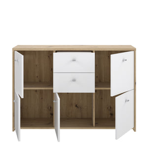 Best Chest Storage Cabinet with 2 Drawers and 5 Doors in Artisan Oak/White Furniture To Go 801sqnk233-c804 5904767896454 Best Chest Collection, a stunning range of furniture designed to elevate the functionality and style of your living/dining room, hallway, and bedroom. Our collection boasts an array of functional chests and storage solutions, carefully crafted to meet all your organizational needs.With three exquisite colourways to choose from, you can effortlessly find the perfect match for your interior