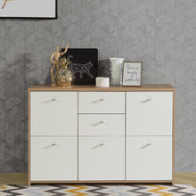 Load image into Gallery viewer, Best Chest Storage Cabinet with 2 Drawers and 5 Doors in Artisan Oak/White Furniture To Go 801sqnk233-c804 5904767896454 Best Chest Collection, a stunning range of furniture designed to elevate the functionality and style of your living/dining room, hallway, and bedroom. Our collection boasts an array of functional chests and storage solutions, carefully crafted to meet all your organizational needs.With three exquisite colourways to choose from, you can effortlessly find the perfect match for your interior
