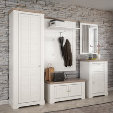 Load image into Gallery viewer, Illopa Hallway Wardrobe in Oak Nelson/Snowy Oak Furniture To Go 801tiqs714l-j99 5904767838874 Enhance the ambiance of your home with the exquisite Illopa collection, a seamless fit for any living space. Its most outstanding feature lies in the array of shapes it offers, granting you the freedom to artistically arrange every room in your house, from the inviting hall to the cozy living room. The captivating combination of beautiful white and oak imbues your home with a sense of tranquility, fostering an atmo