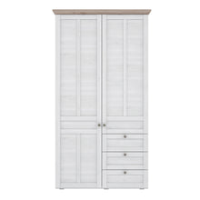 Load image into Gallery viewer, Illopa Iloppa 2 Door Wardrobe in Snowy Oak/Oak Nelson Furniture To Go 801tiqs823-j99 5904767878535 Enhance the ambiance of your home with the exquisite Illopa collection, a seamless fit for any living space. Its most outstanding feature lies in the array of shapes it offers, granting you the freedom to artistically arrange every room in your house, from the inviting hall to the cozy living room. The captivating combination of beautiful white and oak imbues your home with a sense of tranquility, fostering an