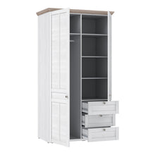 Load image into Gallery viewer, Illopa Iloppa 2 Door Wardrobe in Snowy Oak/Oak Nelson Furniture To Go 801tiqs823-j99 5904767878535 Enhance the ambiance of your home with the exquisite Illopa collection, a seamless fit for any living space. Its most outstanding feature lies in the array of shapes it offers, granting you the freedom to artistically arrange every room in your house, from the inviting hall to the cozy living room. The captivating combination of beautiful white and oak imbues your home with a sense of tranquility, fostering an