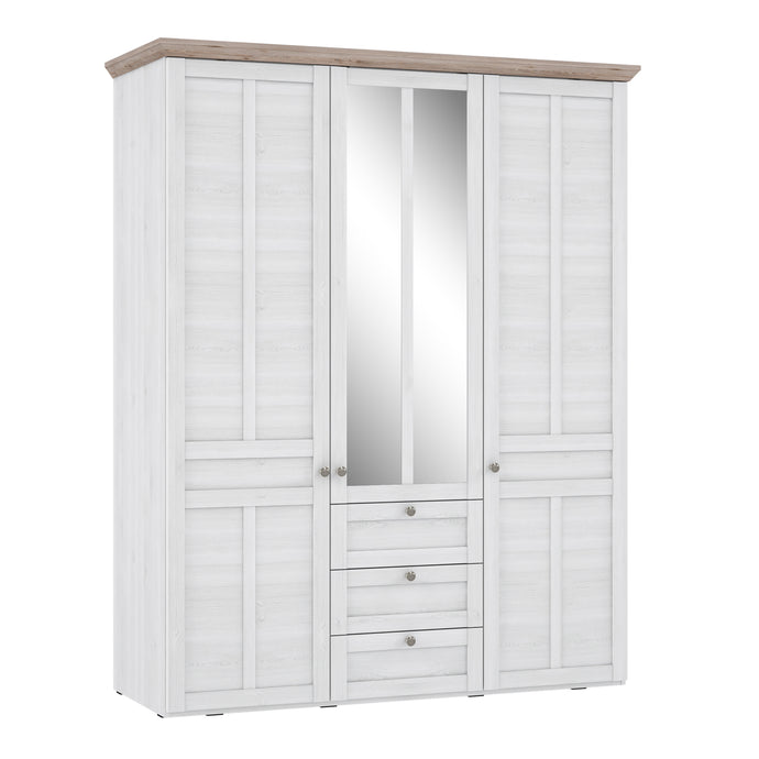 Illopa Iloppa 3 Door Wardrobe in Snowy Oak/Oak Nelson Furniture To Go 801tiqs833s1-j99 5904767878542 Enhance the ambiance of your home with the exquisite Illopa collection, a seamless fit for any living space. Its most outstanding feature lies in the array of shapes it offers, granting you the freedom to artistically arrange every room in your house, from the inviting hall to the cozy living room. The captivating combination of beautiful white and oak imbues your home with a sense of tranquility, fostering 
