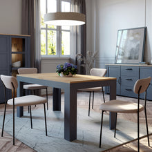 Load image into Gallery viewer, Bohol Extending Dining Table in Riviera Oak/Navy Furniture To Go 801xelt161-m348 5904767832247 The Bohol collection draws inspiration from its timeless charm and rustic style, embracing its simplicity and natural elegance. What truly sets this collection apart from others is its exquisite decor - featuring three colourways with an Oak finish. The subtle elegance of the light Riviera Oak contributes by adding a focal point to each piece. This extending dining table is perfect for extending when you have fami