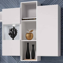 Load image into Gallery viewer, Helio 87 Hanging Bookcase Arte-N 2498JW87 Stylishly store books, toys, or knick-knacks inside this modern bookcase, featuring a sleek elegant design with a neat matt finish. The Helio 87 features three equally-sized open compartments is available in two different colours, black white. W30cm x H110cm x D35cm Colour: Black Matt White Matt? Two Shelves Max weight capacity per shelf - 5kg Matching Furniture available Made from 16mm high-quality laminated board Assembly Required Weight: 17kg Estimated Direct Hom