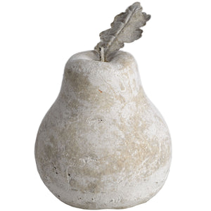 Stone Pear Medium in CREAM Hill Interiors 9036 5050140903605 A perfect fit with neutral / stoneware trends Handcrafted Stunning natural stone effect finish Dimensions: 18cm x 15cm x 15cm Weight: 1.565kg Volume: 0.08CBM Stone effect pear sculpture with antiqued finish. Medium Size.