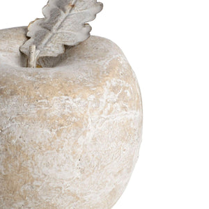 Stone Apple (Medium) in CREAM Hill Interiors 9039 5050140903902 A perfect fit with neutral / stoneware trends Handcrafted Stunning natural stone effect finish Dimensions: 14cm x 16cm x 16cm Weight: 1.66kg Volume: 0.1CBM Stone effect apple sculpture with antiqued finish. Medium Size.