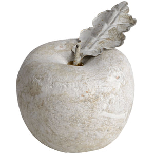 Stone Apple (Small) in CREAM Hill Interiors 9040 5050140904008 A perfect fit with neutral / stoneware trends Handcrafted Stunning natural stone effect finish Dimensions: 11cm x 12cm x 12cm Weight: 0.722kg Volume: 0.07CBM Stone effect apple sculpture with antiqued finish. Smaller Size.