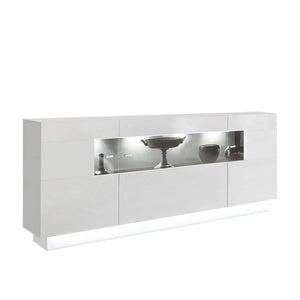 Sensis 84 Display Sideboard Cabinet Arte-N A4DE0084II Sensis is a stunning display sideboard finished in the captivating white gloss. It has three partially-glassed hinged doors, each offering three compartments behind for storage. Part of its interior can be lit up with LED lighting that is available separately for purchase. Full W160cm x H85cm x D43cm Colours Front: White High Gloss Carcass: White Three Partially glassed Doors <a href="https://www.arte-n.co.uk/collections/living-room-sensis/products/sensi