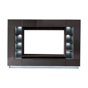 Denira VA03 Entertainment Media Wall Unit Arte-N A4DEQQVA03 Denira is an entertainment unit that follows the spirit of artistry modernism with its neat design gorgeous high-gloss graphite body. It is the perfect zone for watching TV with friends or enjoying some quiet time reading. You can divide your media components at the base zone, organize your CDs DVDs in one of the side cabinets, keep your favourite picture frames on display in another, use the top zone to store books or other items. Full W275cm x H1