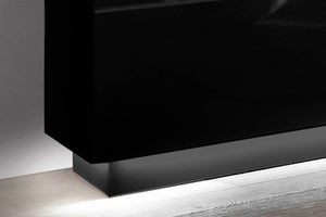 Nata 84 Display Sideboard Cabinet Arte-N A4NASS084 Sleek ultra-modern, this sideboard cabinet with three partially-glassed hinged doors is a gorgeous addition to any room. Its interior can be upgraded with optional LED lights to put a spotlight on exhibited items. Full W160cm x H85cm x D43cm Colours Front: Black High Gloss Carcass: Black Matt Three Partially glassed Doors LED Lighting - Optional Made from 16mm high-quality laminated board Matching Wall Unit Available Assembly Required Weight: 68kg Estimated
