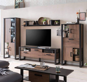 Nordi VA Living Room Set Arte-N A4NRSKVA An exquisitely-designed living room furniture set with all the essentials for a modern home. The chic wall shelf provides ample storage space, while the TV cabinet, the two tall multi-purpose cabinets look equally sleek whether sting alone or grouped together. Finished in a stunning combination of Okapi Walnut decor black matt colour, this living room furniture set instantly adds a touch of elegance to any home. W360cm x H200cm x D43cm Colour: Okapi Walnut Black Matt