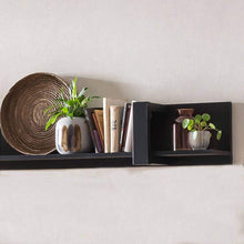 Load image into Gallery viewer, Nordi VA Living Room Set Arte-N A4NRSKVA An exquisitely-designed living room furniture set with all the essentials for a modern home. The chic wall shelf provides ample storage space, while the TV cabinet, the two tall multi-purpose cabinets look equally sleek whether sting alone or grouped together. Finished in a stunning combination of Okapi Walnut decor black matt colour, this living room furniture set instantly adds a touch of elegance to any home. W360cm x H200cm x D43cm Colour: Okapi Walnut Black Matt